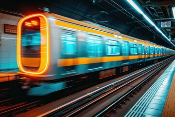 Fast Train Through Underground Station