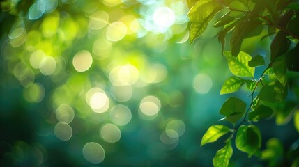 Fototapeta premium Nature abstract blur background with green bokeh
