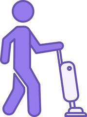 Colored Cleaning Icon. Vector Icon of a Man Doing Cleaning with a Vacuum Cleaner. Hotel and Tourism Concept