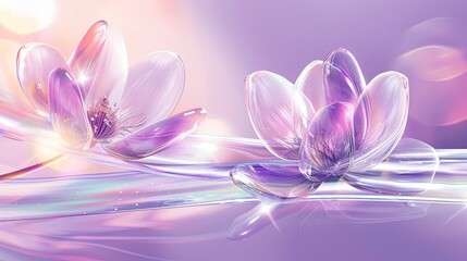 Elegant purple and pink lotus flower illustration on a soft, ethereal background with glowing light effects, perfect for decor and design.