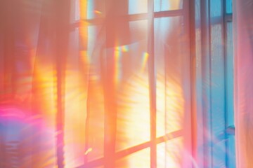 Sunlight Through Sheer Curtains Creating Rainbow Light Effects on Window