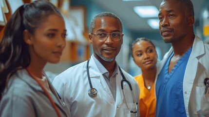 a group of doctors standing in a hospital room