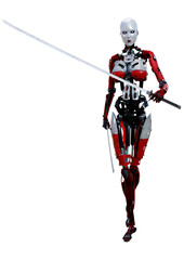 Fototapeta premium 3D Rendering Female Robot on White
