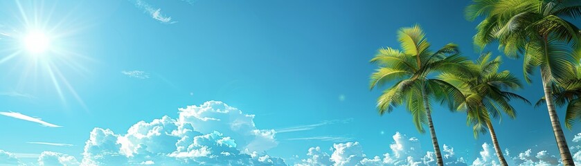  Beautiful natural tropical background with palm trees 