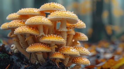a group of mushrooms growing out of a tree stump
