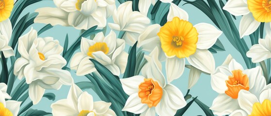 Obraz premium Blooming daffodils bring a splash of color to the landscape as spring begins