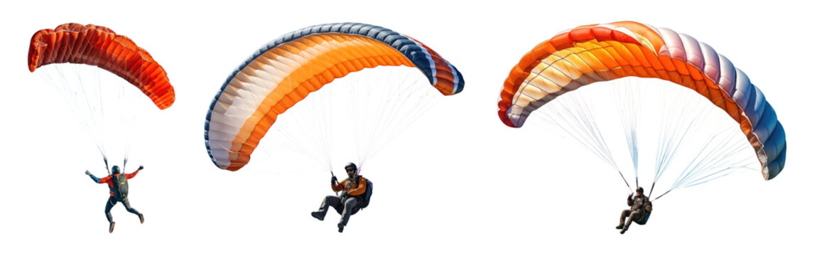 PNG paragliding activity extreme sport  cut out element set