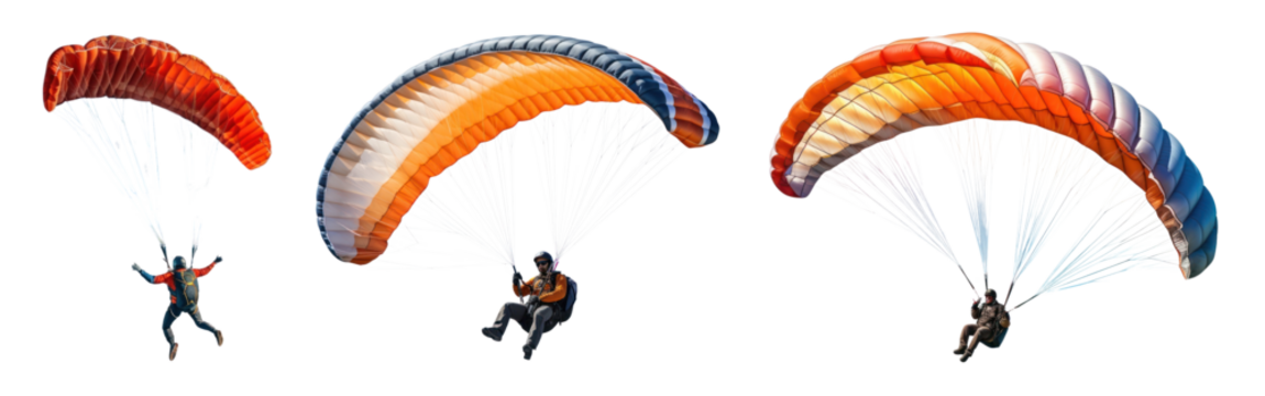 PNG paragliding activity extreme sport  cut out element set