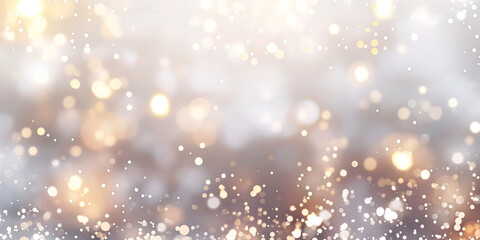 Light background with stars and bokeh lights, white, light gray and gold color palette