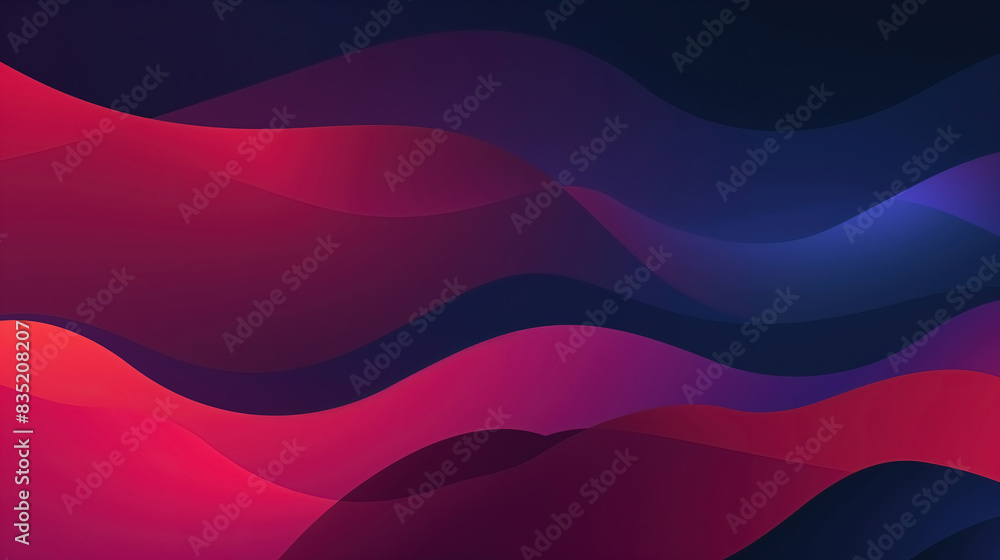 Poster a gradient background with dark blue, purple and red colors, minimalistic design with simple shapes 