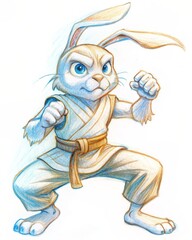 Fototapeta premium cartoon character rabbit is a martial artist