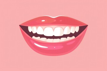 Naklejka premium Happy smiley face with teeth on pink background, cheerful and positive emotion cartoon character for marketing, advertising, and graphic design