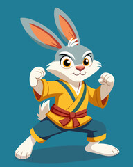 Fototapeta premium cartoon character rabbit is a martial artist
