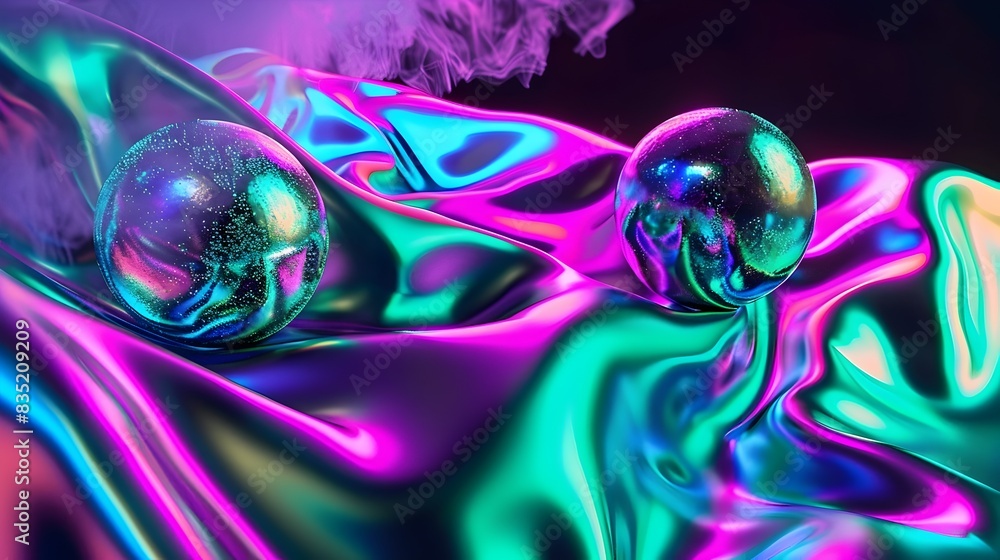 Poster captivating liquid kaleidoscope of iridescent reflections and prismatic patterns