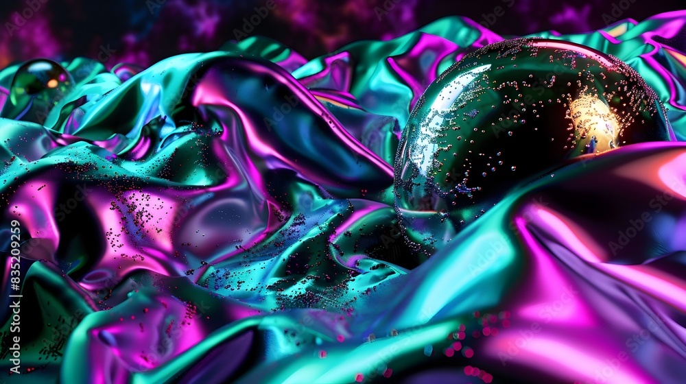 Poster mesmerizing fluid abstraction with vibrant psychedelic patterns and cosmic swirls