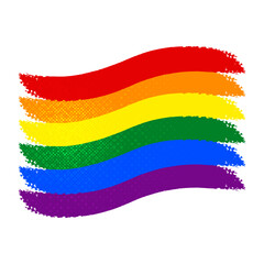 LGBT flag painted with brush strokes isolated on white background