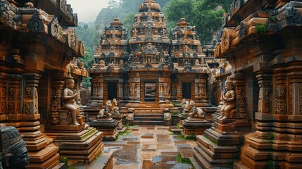 a large building with many statues in it