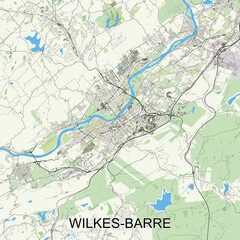 Obraz premium Wilkes-Barre, Pennsylvania, United States map poster art