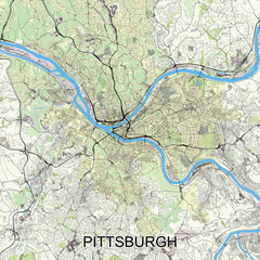 Pittsburgh, Pennsylvania, United States map poster art