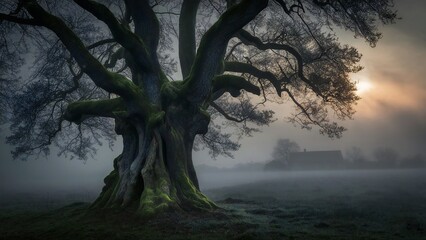 tree in the fog