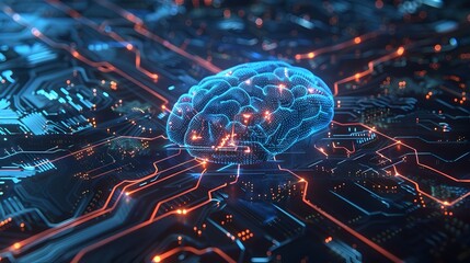 Futuristic Brain Circuit - Artificial Intelligence and Digital Data Connectivity