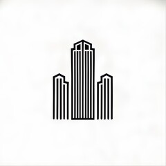 Fototapeta premium Minimalist logo of a tall building. building architecture outline. icon apartement. arc. design. desain. symbol. Repeating lines. Simple shape. black and white