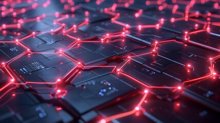 Glowing Digital Network Abstract with Futuristic Circuit Pattern