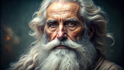 Portrait of a white bearded man from ancient times, ancient, historical, elderly, wise, aged, mature, culture, tradition, beard, man, elderly, vintage, ancient civilization, history
