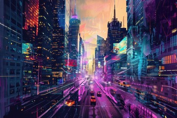 Fototapeta premium Landscape at the sunset of New York, USA