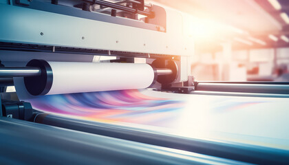 A machine is printing a roll of paper
