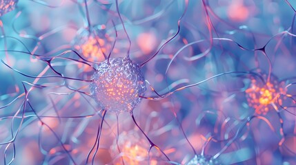 Vibrant Neuron Network - Intricate Synaptic Connections in the Futuristic Digital Brain