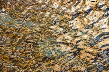 Intricate seawater patterns reflecting light on the sea