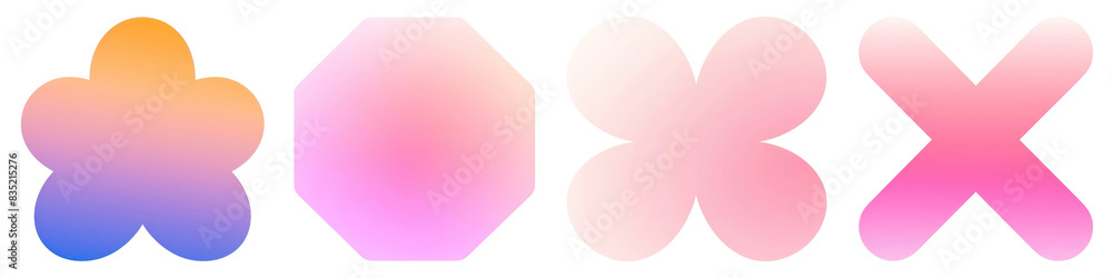 Poster gradient shape png cut out element set