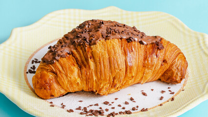 Croissant on plate close up
