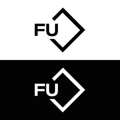 FU logo. F U design. White FU letter. FU, F U letter logo design. F U letter logo design in FIVE, FOUR, THREE, style. letter logo set in one artboard. F U letter logo vector design.	
