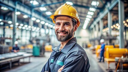 Portrait of a worker with hard hat in factory plant setting, engineer, industrial, worker, uniform, hard hat, factory, plant, refinery, machinery, equipment, industrial setting