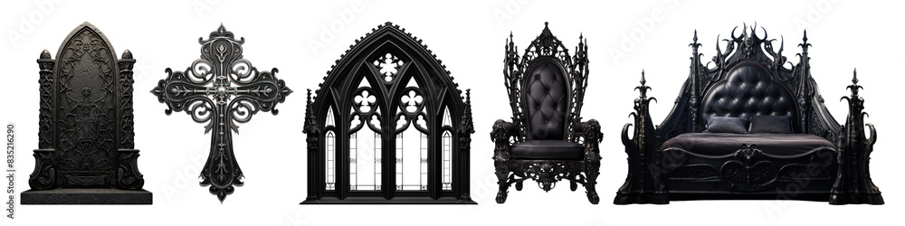 Poster gothic element collections png cut out element set