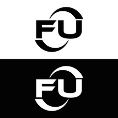 FU logo. F U design. White FU letter. FU, F U letter logo design. F U letter logo design in FIVE, FOUR, THREE, style. letter logo set in one artboard. F U letter logo vector design.	
