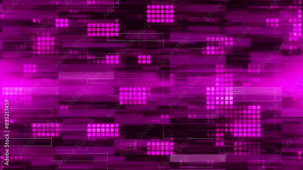 Poster purple mosaic background in technology concept. abstract lilac led squares and particles. technology