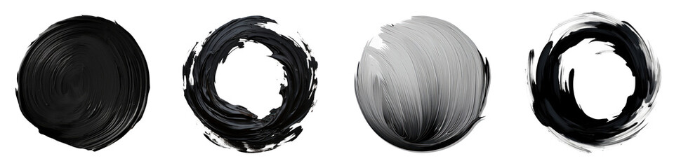 Black paint brush stroke png cut out element set