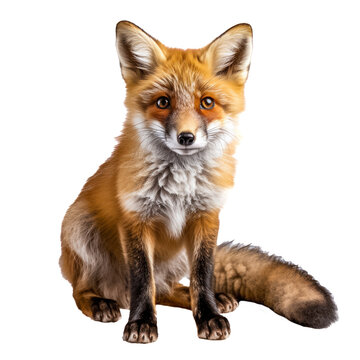 Junger putziger Fuchs, Babyfuchs, freigestellt vor transparentem Hintergrund, Generative AI