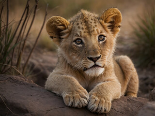Fototapeta premium lion cub in the wild