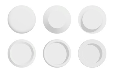 White round buttons.Set of 3D button.Round abstract shape graphic vector isolated on white background.