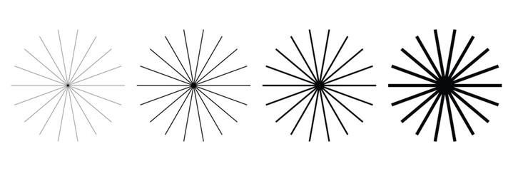 Obraz premium Sunburst, Rays, beams, starburst, radial lines abstract circular geometric shape design collection. Radial circle lines.