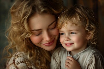 Heartwarming moment between a mother and her young child, showcasing love, warmth, and tender connection.
