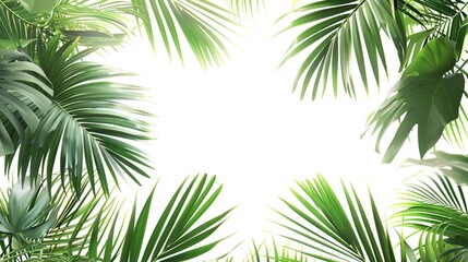 Obraz premium Fresh green palm leaves during daytime isolated on white background