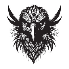 Obraz premium Black tribal eagle vector tattoo white background 