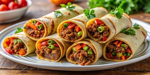 Turkish Vegan Beef Tantuni served on a white plate , Turkish, vegan, beef, tantuni, food, Turkish vegan cuisine, plant-based, delicious, healthy, flavorful, traditional