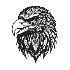 Black tribal eagle vector tattoo white background 
