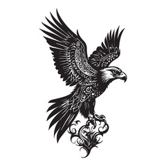 Black tribal eagle vector tattoo white background 